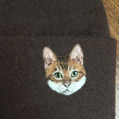 Personalized Pet Portrait Beanie – Custom Embroidered Knit Hat