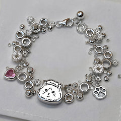 Personalized Silver Pet Portrait Bracelet – Custom Engraved Jewelry