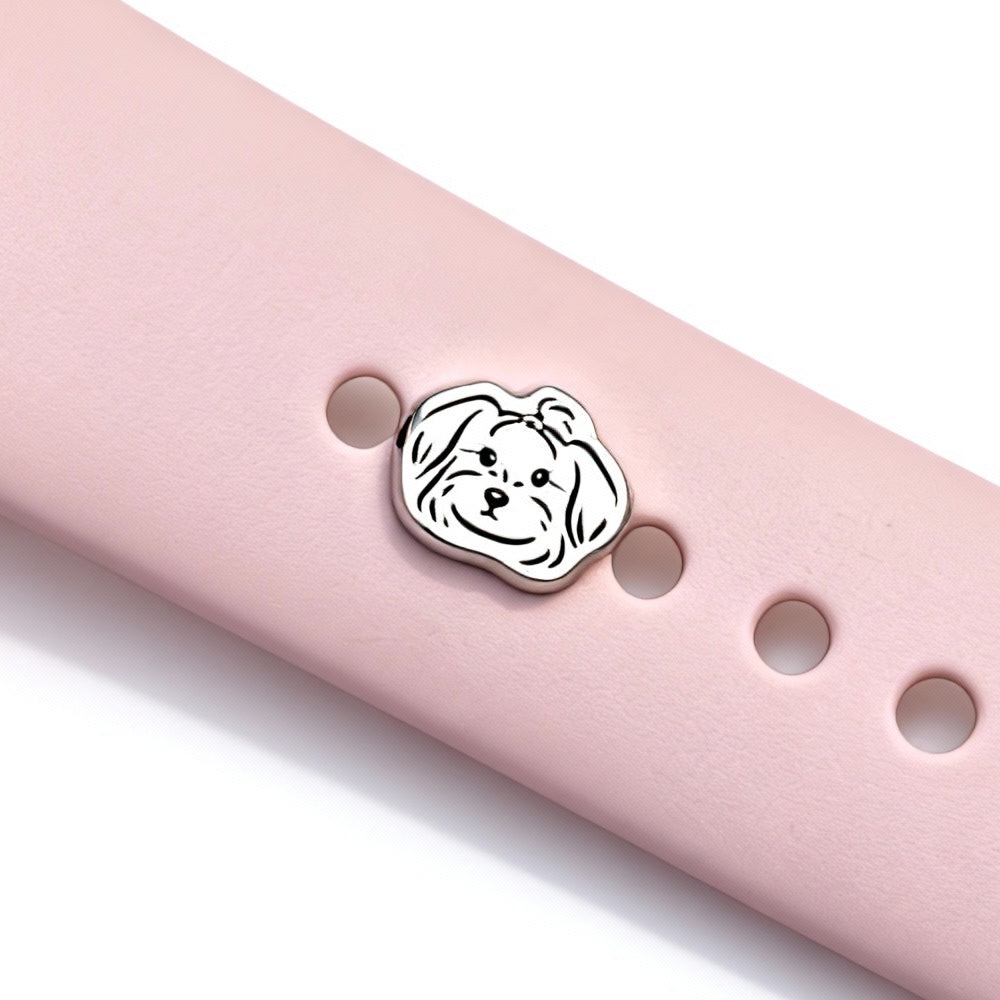 Custom Pet Portrait Silver Watch Charm – Hand-Engraved Detail