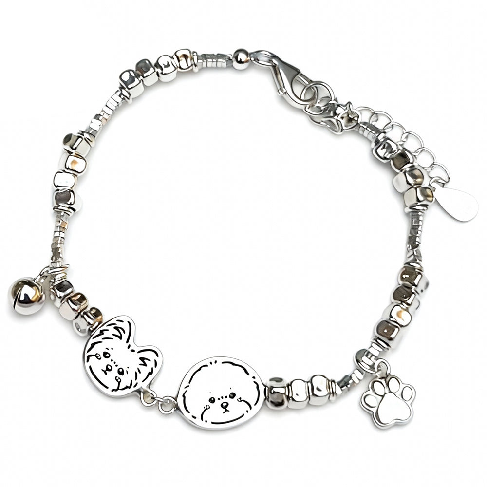 Personalized Silver Pet Portrait Bracelet – Custom Engraved Jewelry