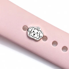 Custom Pet Portrait Silver Watch Charm – Hand-Engraved Detail