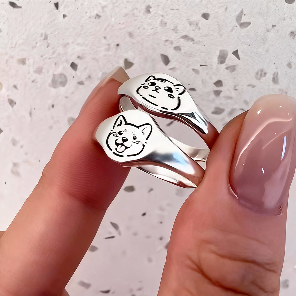 Custom Pet Portrait Ring – Personalized Jewelry 999 Fine Silver