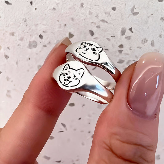 Custom Pet Portrait Ring – Personalized Jewelry 999 Fine Silver