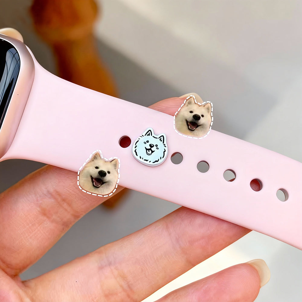 Custom Pet Portrait Silver Watch Charm – Hand-Engraved Detail