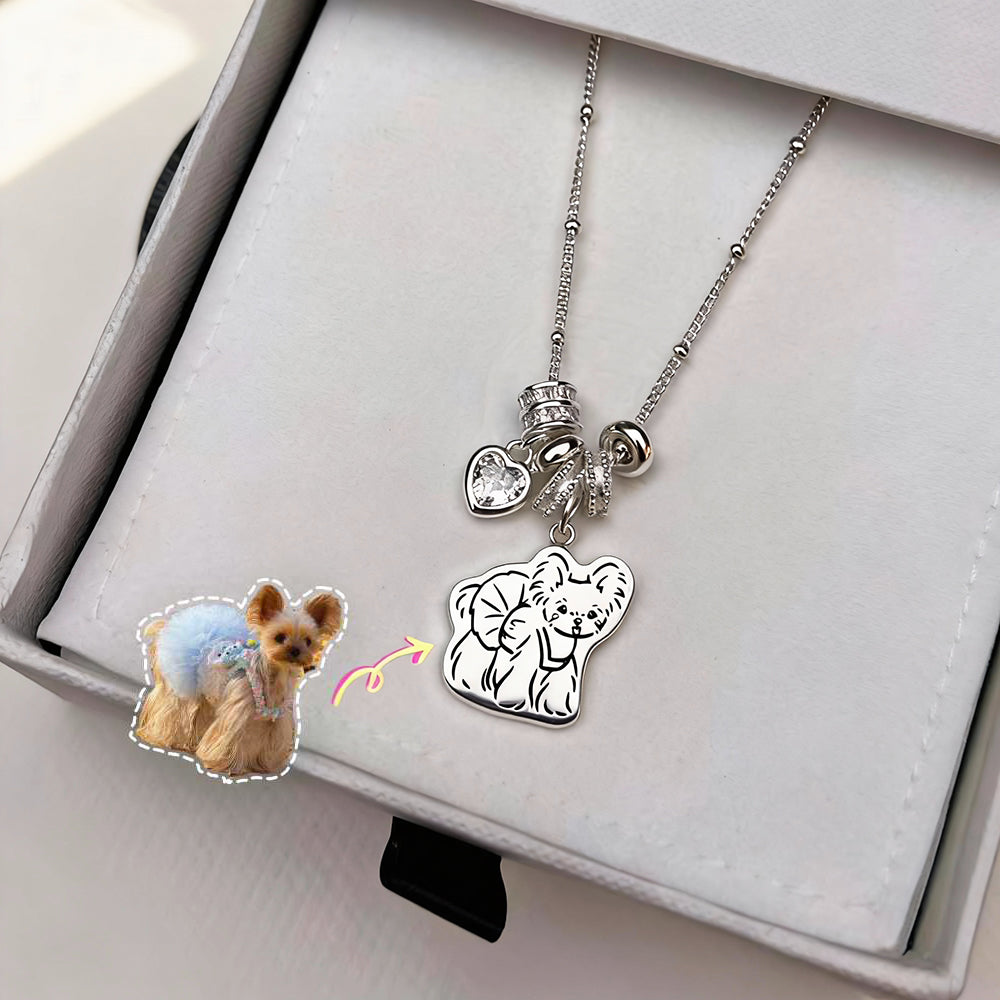 Custom Pet Portrait Sterling Silver Necklace