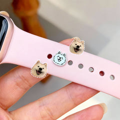 Custom Pet Portrait Silver Watch Charm – Hand-Engraved Detail