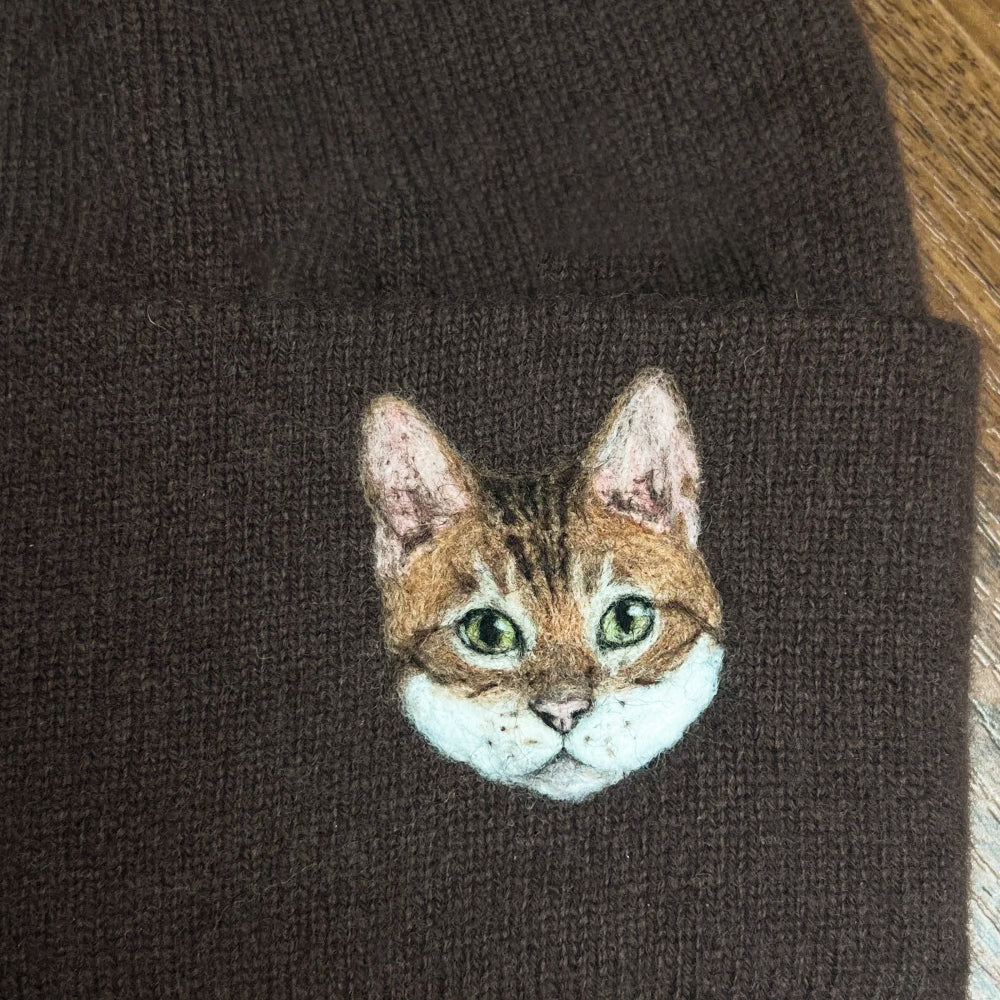 Personalized Pet Portrait Beanie – Custom Embroidered Knit Hat