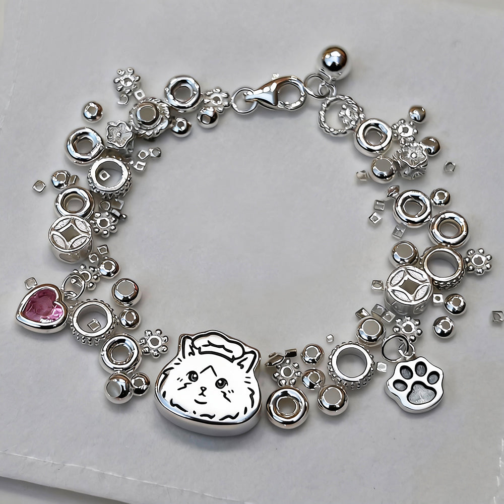 Personalized Silver Pet Portrait Bracelet – Custom Engraved Jewelry