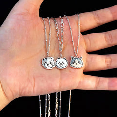 Custom Pet Portrait Sterling Silver Necklace