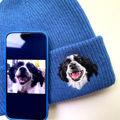 Personalized Pet Portrait Beanie – Custom Embroidered Knit Hat