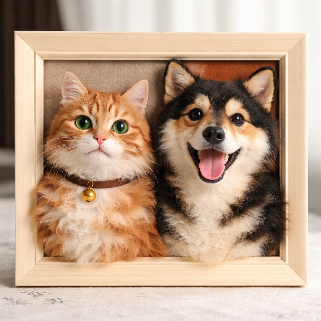 Personalized 3D Wool Felt Pet Portrait – Handcrafted Keepsake Art